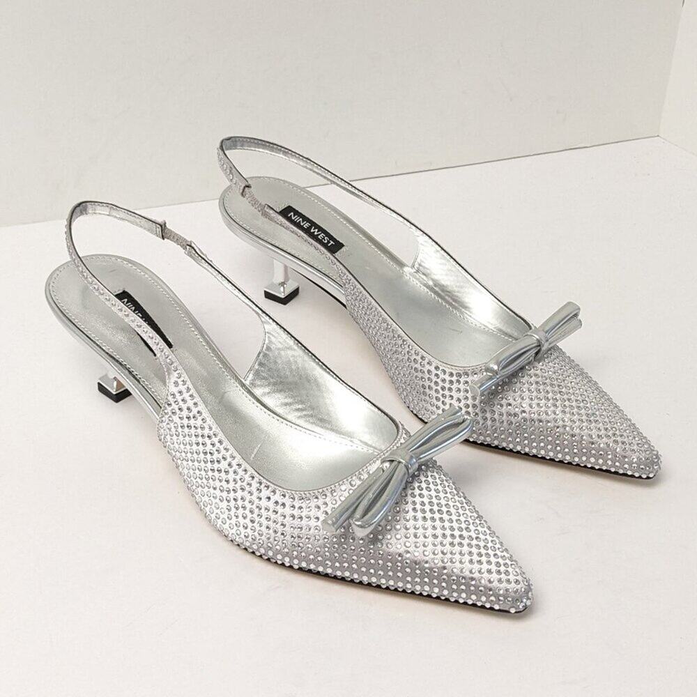 Nine West Wunder Slingback Sandals, Silver, Women's 10